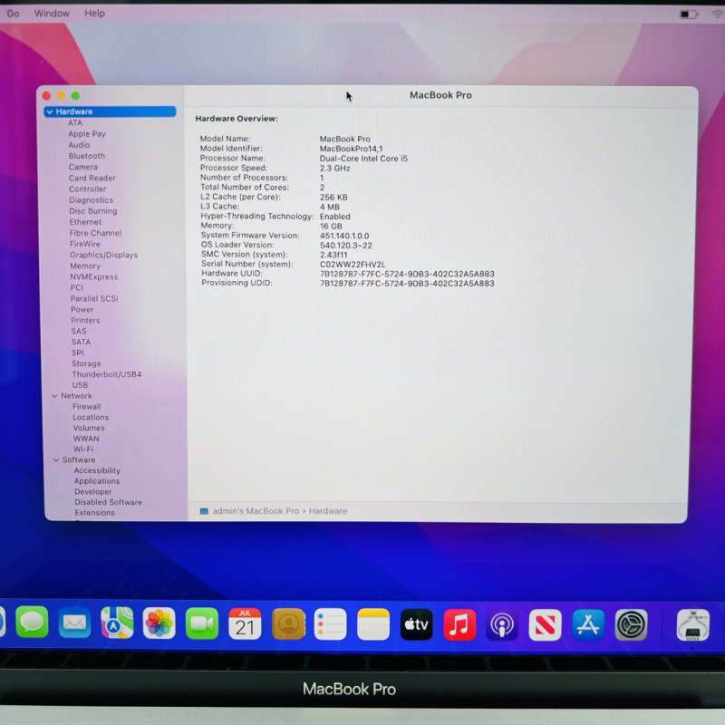 MacBook Pro 13 2017 Silver i5 2.3ghz 16/128